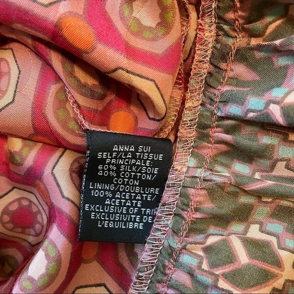 ANNA Sui Anthropologie Printed Silk Mini Dress 6 - Picture 7 of 7